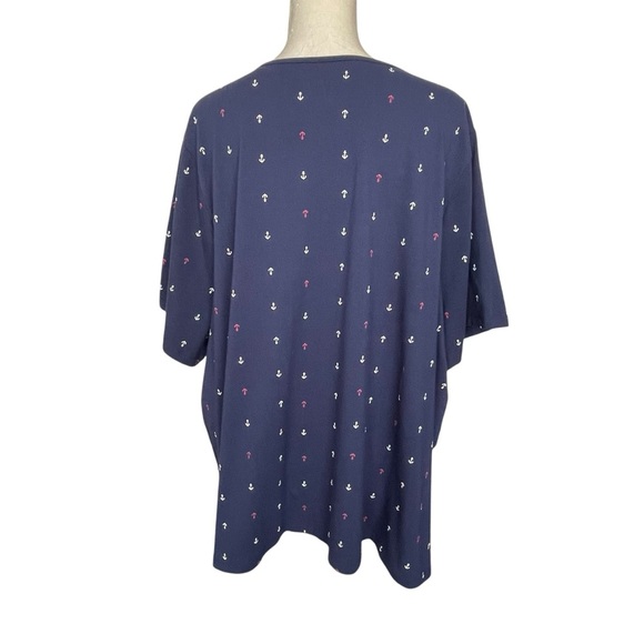 Catherines Suprema Collection V-neck Tee Women’s Plus Size 3X Anchor Nautical - Picture 4 of 8
